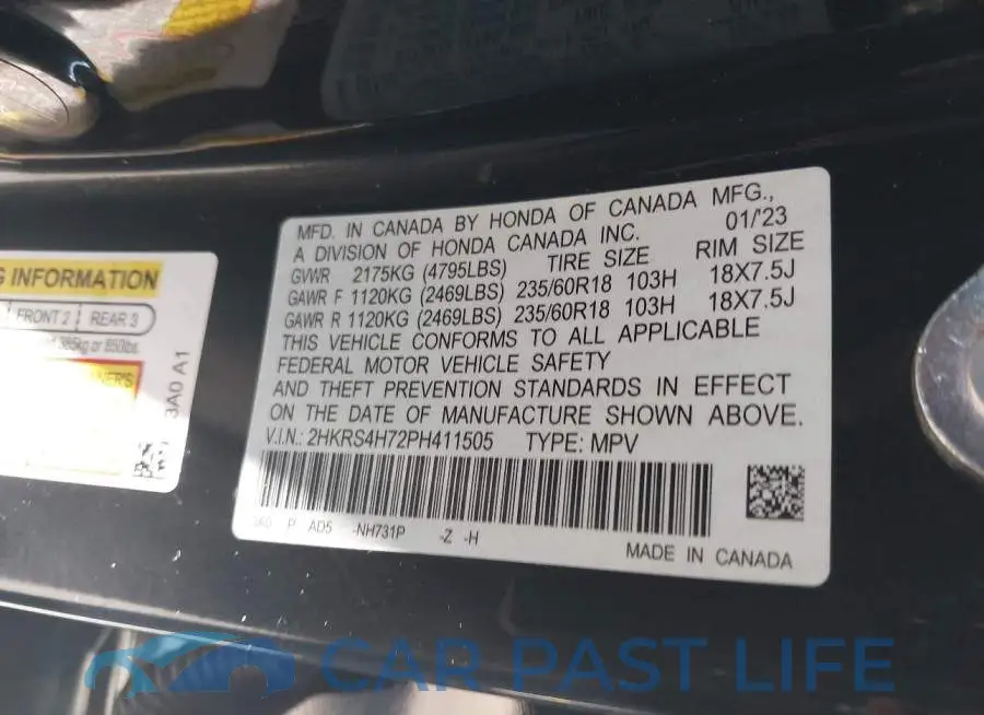 2HKRS4H72PH411505# 9