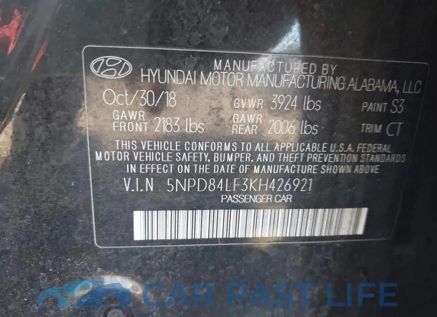 5NPD84LF3KH426921# 9
