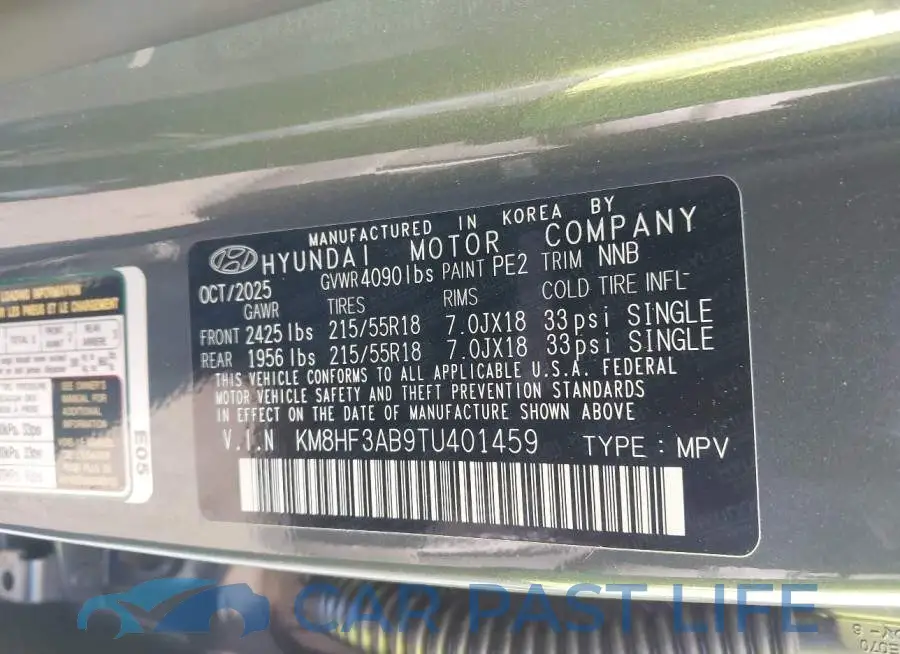 KM8HF3AB9TU401459# 9