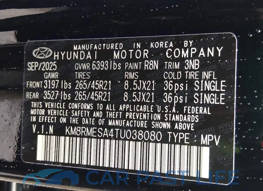 KM8RMESA4TU038080# 9