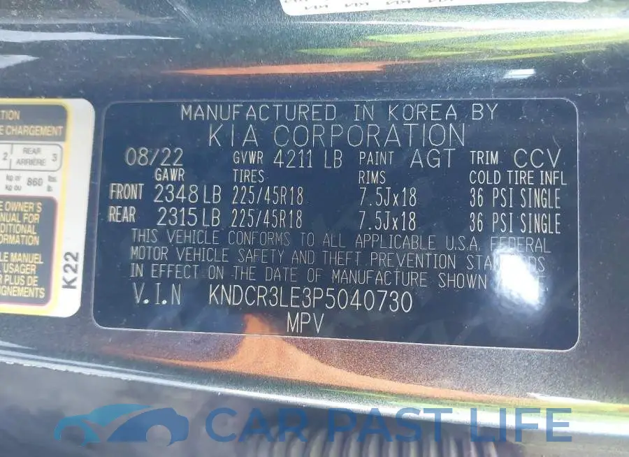 KNDCR3LE3P5040730# 9