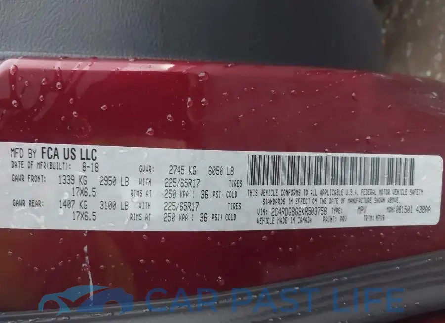 2C4RDGBG9KR503758# 9