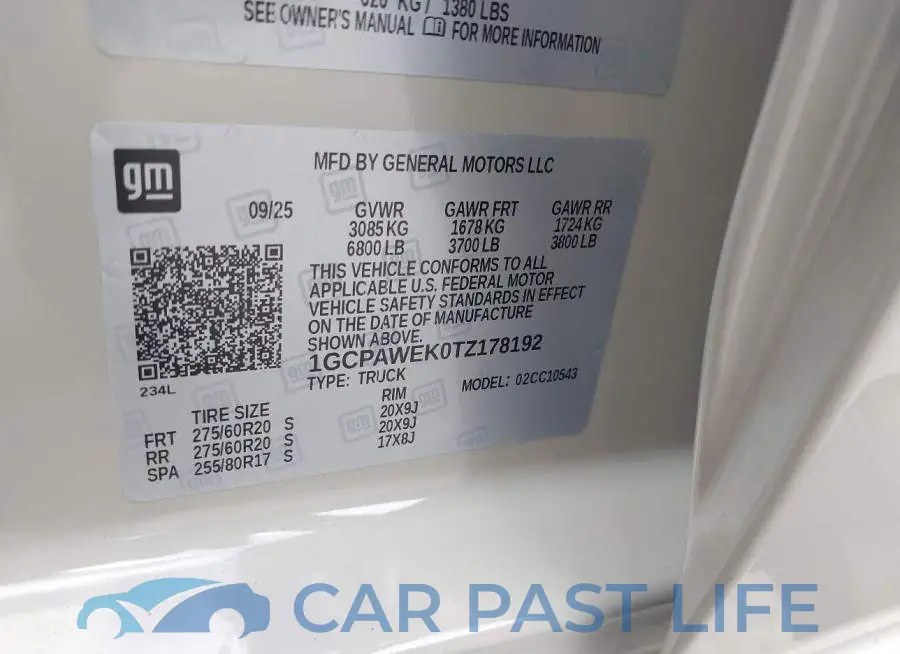 1GCPAWEK0TZ178192# 9