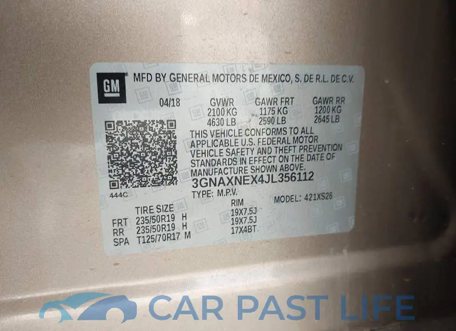 3GNAXNEX4JL356112# 9