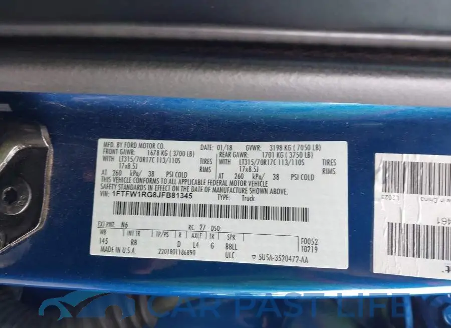1FTFW1RG8JFB81345# 9