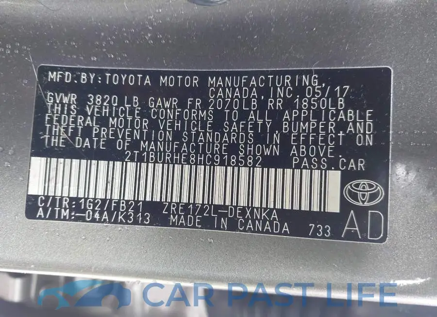2T1BURHE8HC918582# 9