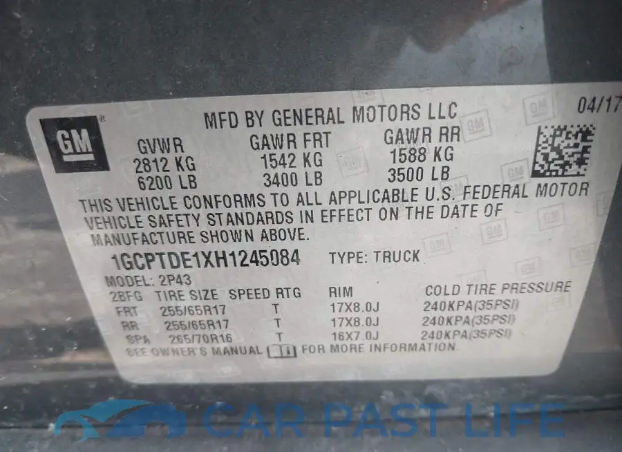 1GCPTDE1XH1245084# 9
