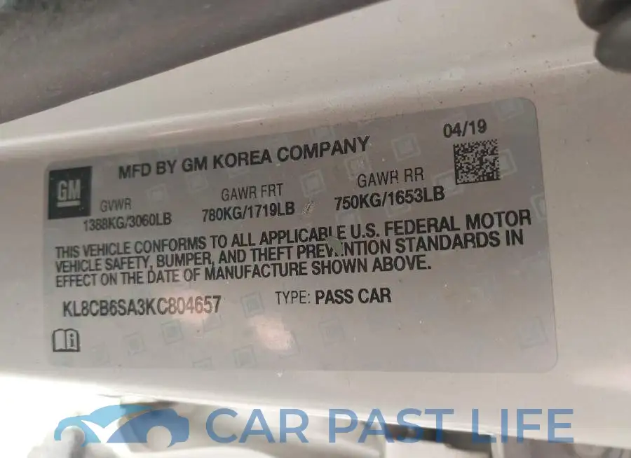 KL8CB6SA3KC804657# 9