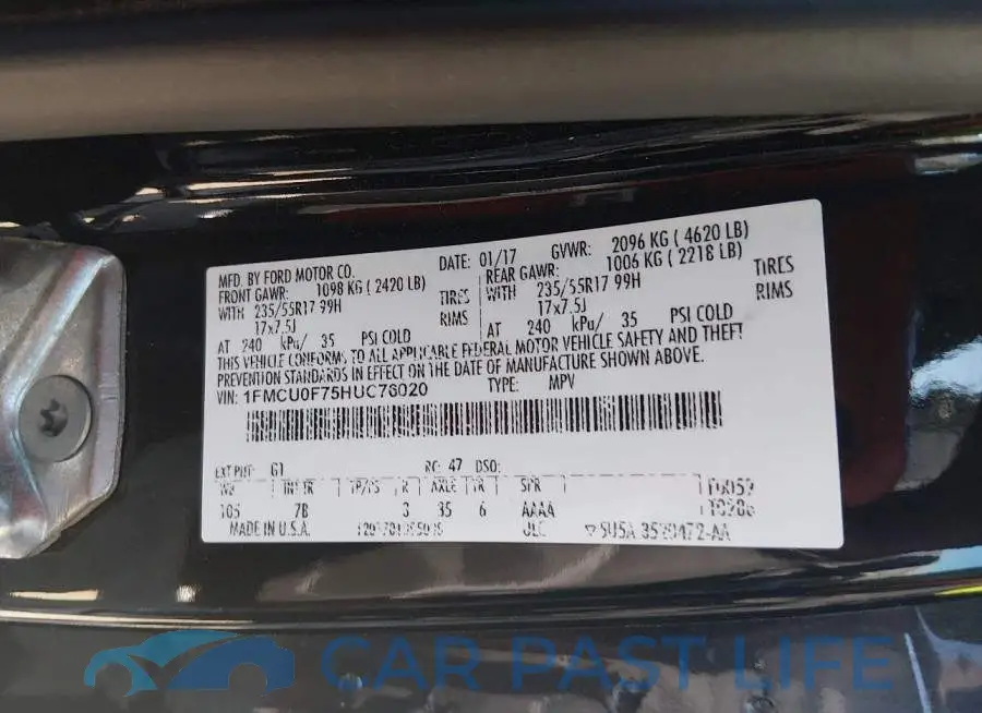1FMCU0F75HUC76020# 9