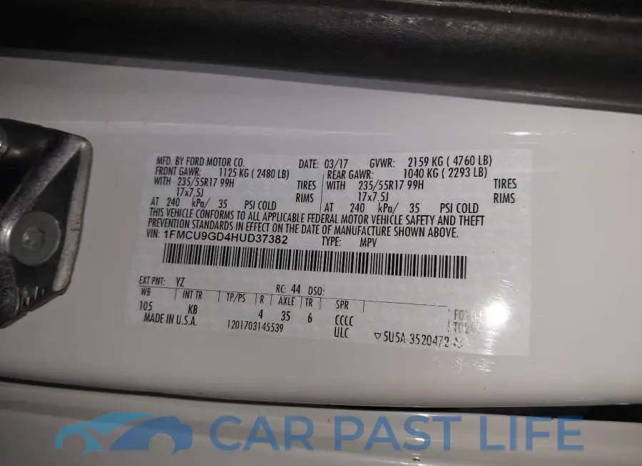 1FMCU9GD4HUD37382# 9
