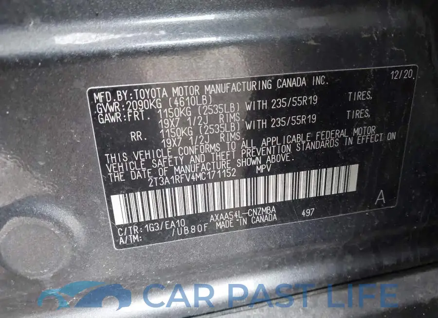 2T3A1RFV4MC171152# 9