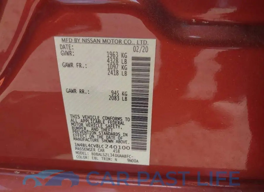 1N4BL4CV8LC240100# 9