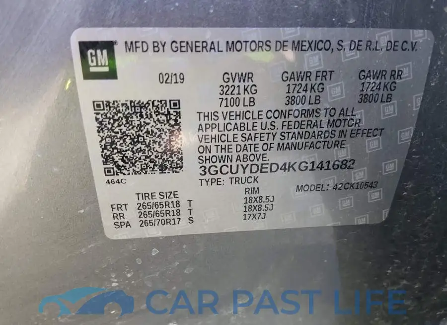 3GCUYDED4KG141682# 9