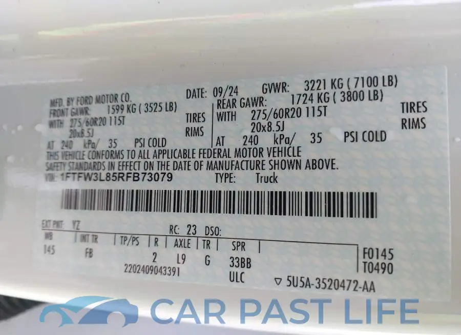 1FTFW3L85RFB73079# 9
