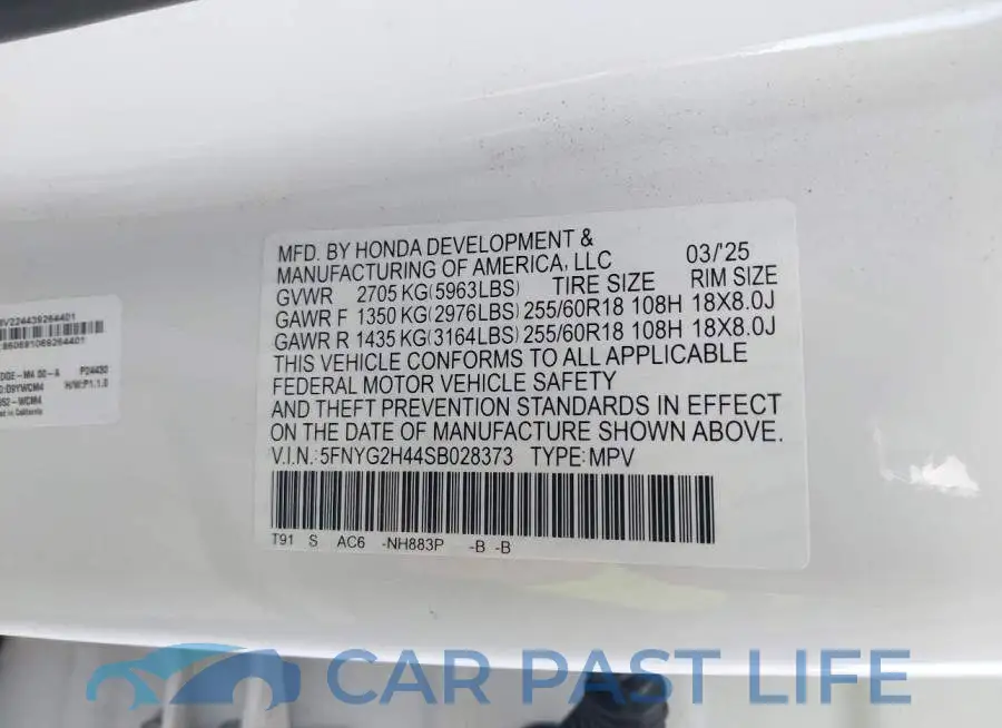5FNYG2H44SB028373# 9