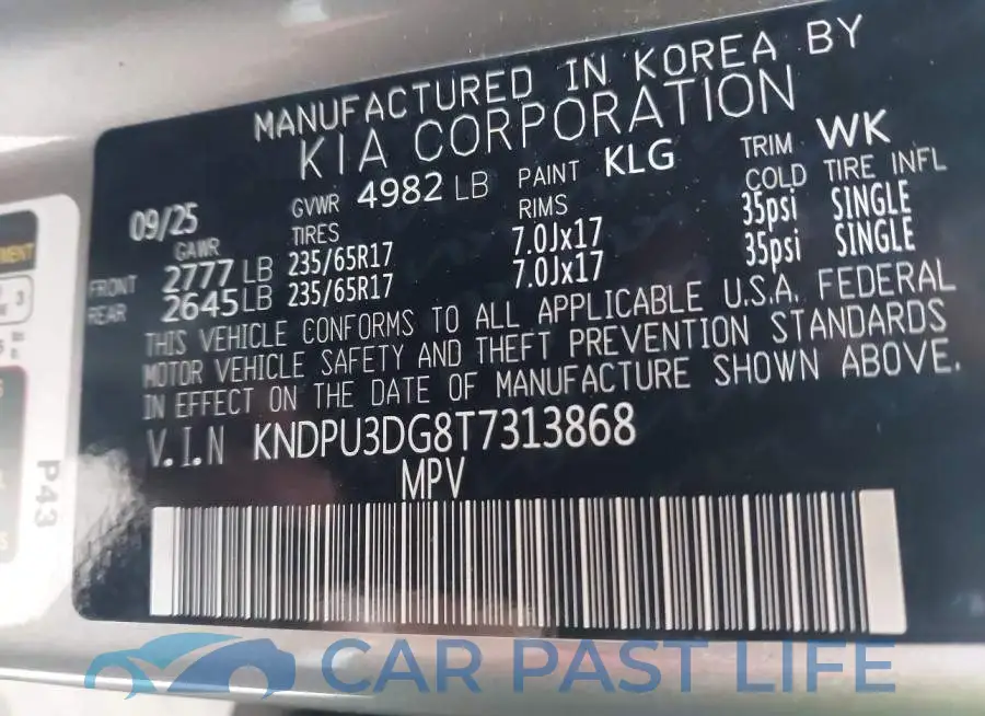 KNDPU3DG8T7313868# 9