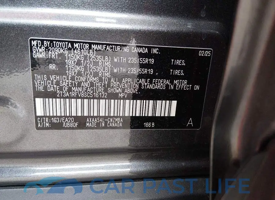 2T3A1RFV8SC516132# 9