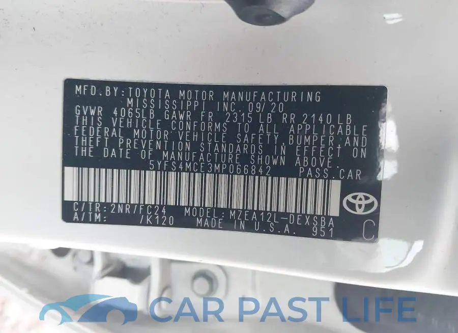 5YFS4MCE3MP066842# 9