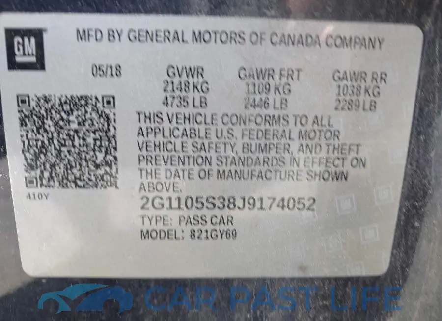 2G1105S38J9174052# 9