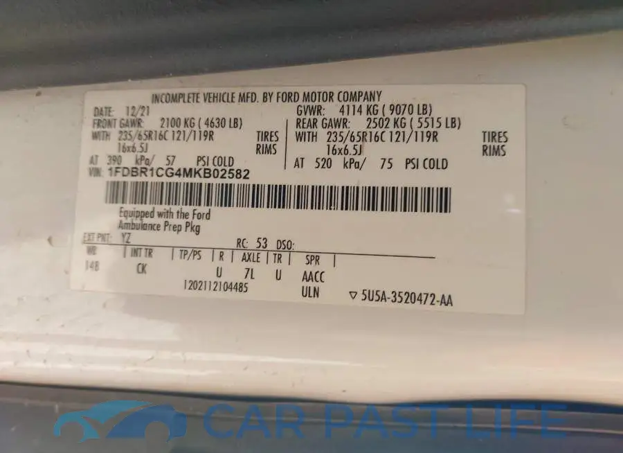 1FDBR1CG4MKB02582# 9