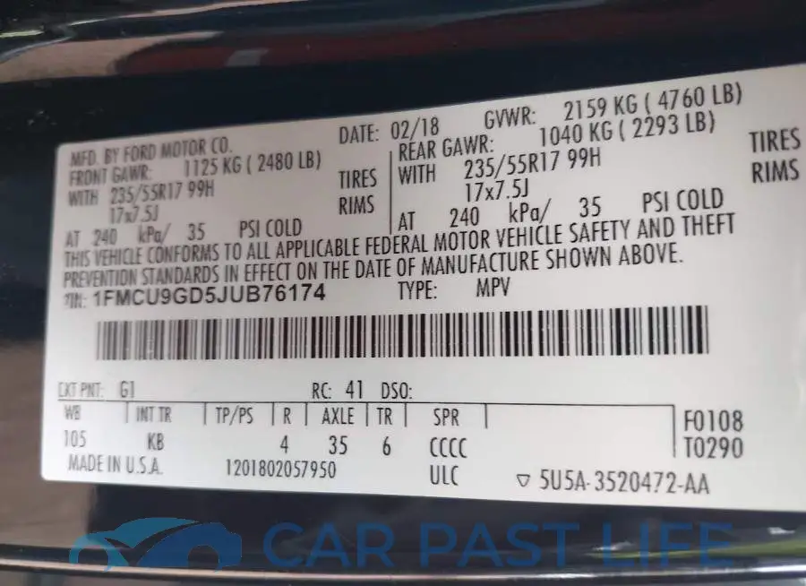 1FMCU9GD5JUB76174# 9