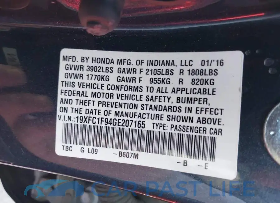 19XFC1F94GE207165# 9