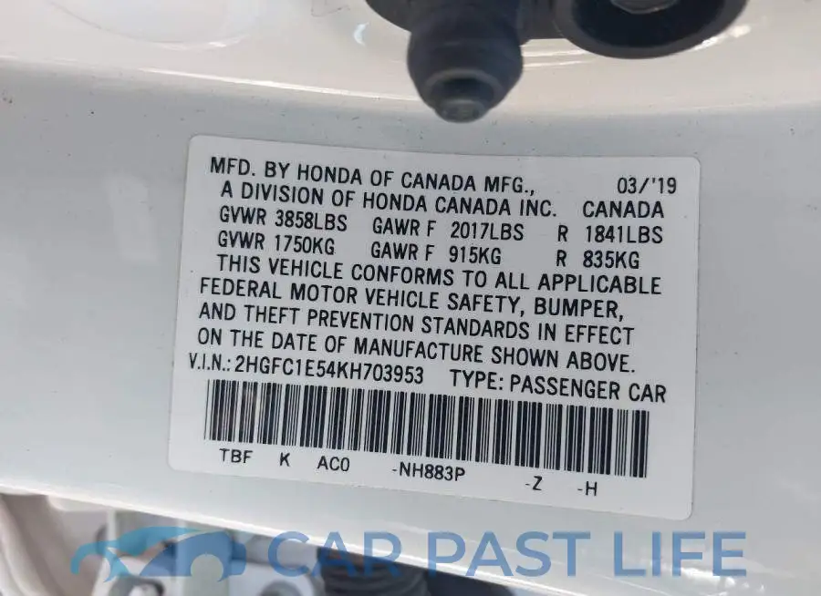 2HGFC1E54KH703953# 9