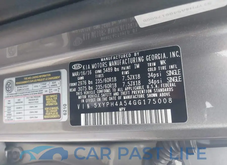 5XYPH4A54GG175008# 9