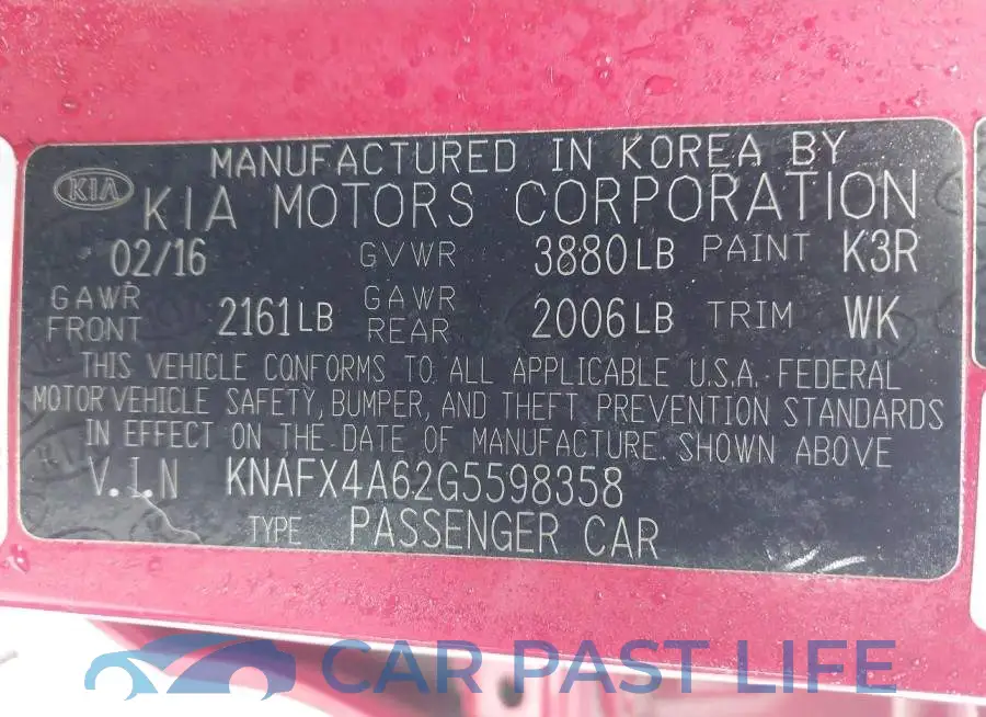 KNAFX4A62G5598358# 9