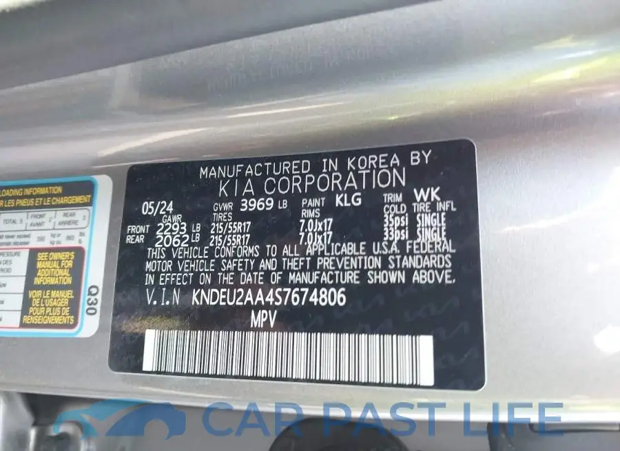 KNDEU2AA4S7674806# 9