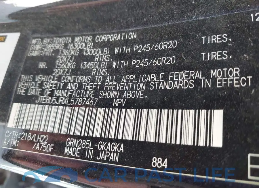 JTEBU5JRXL5787467# 9
