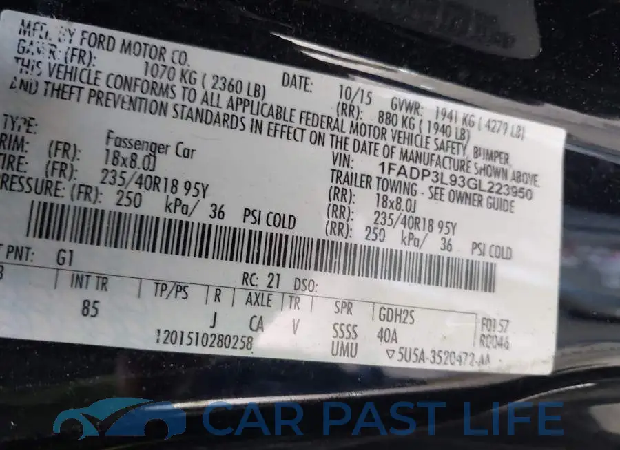 1FADP3L93GL223950# 9