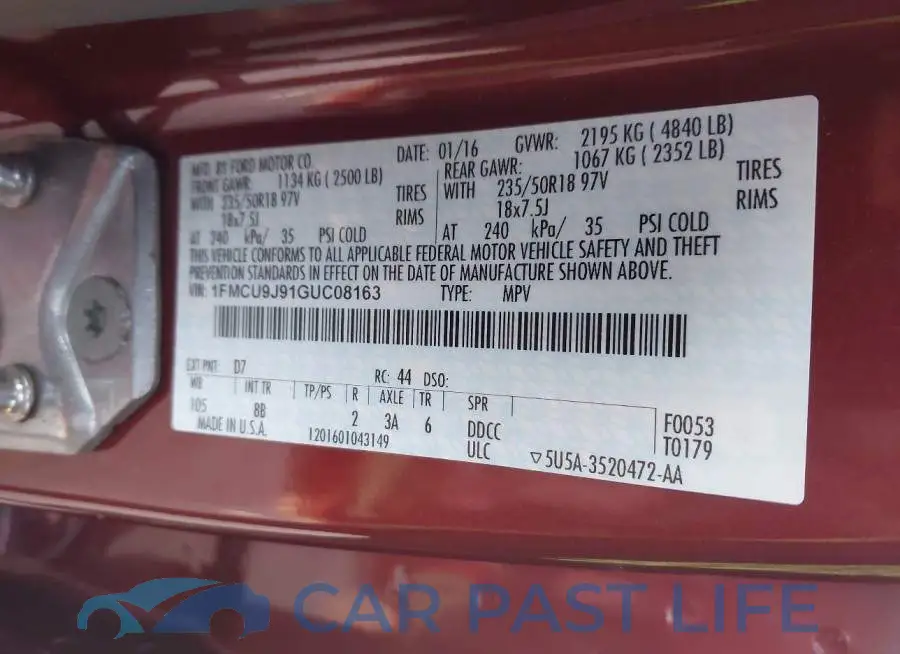 1FMCU9J91GUC08163# 9