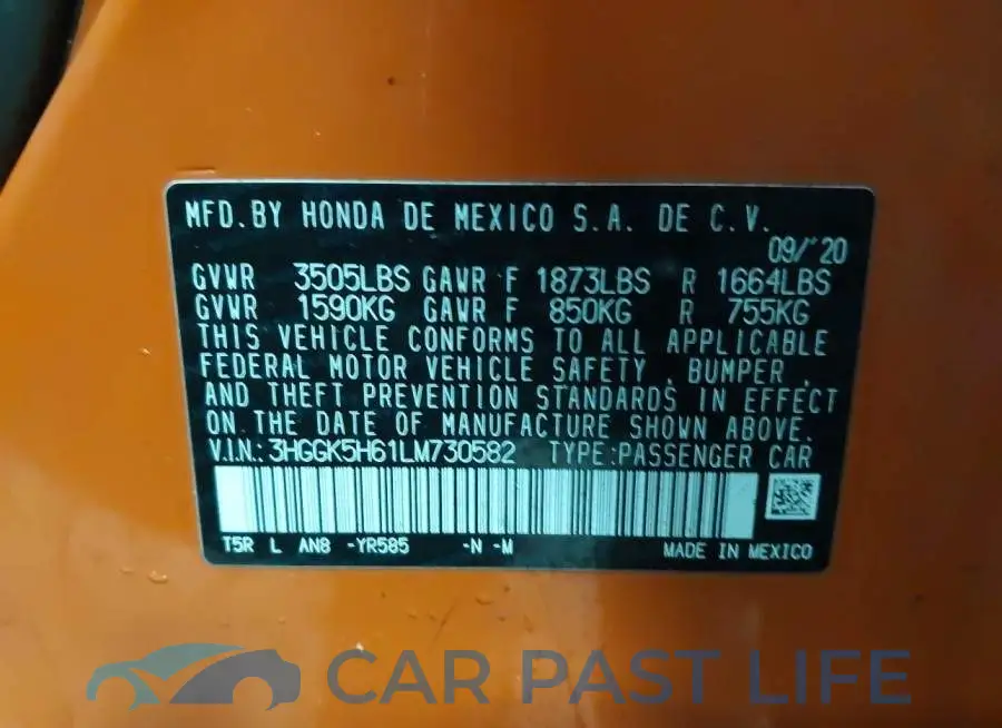 3HGGK5H61LM730582# 9