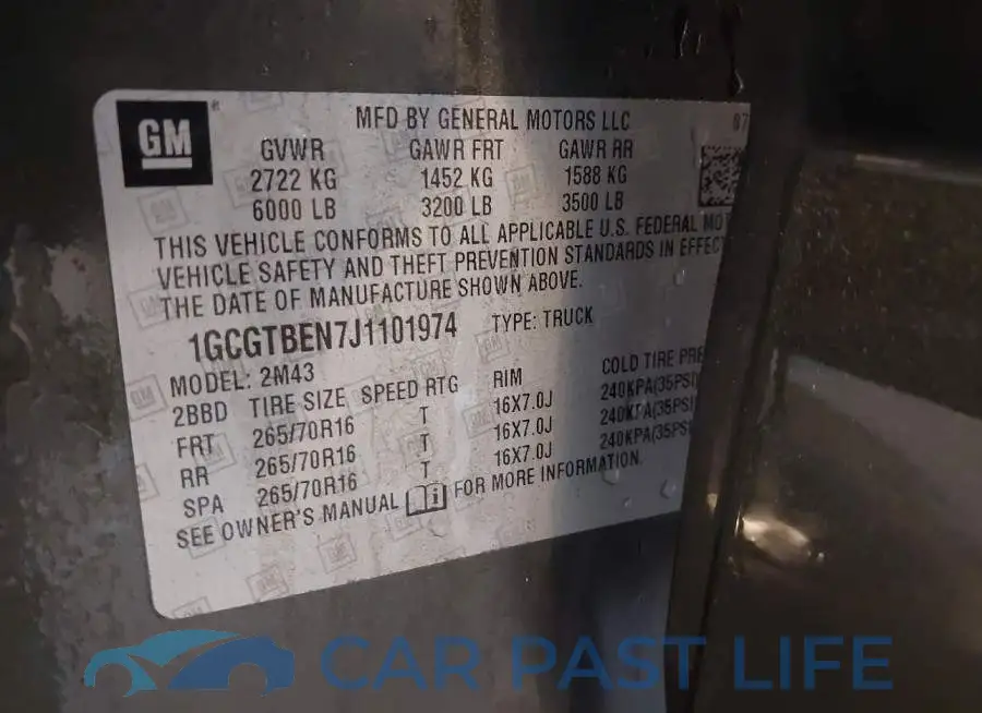 1GCGTBEN7J1101974# 9
