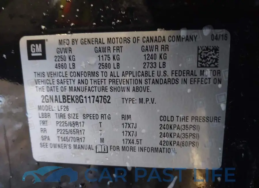 2GNALBEK8G1174762# 9