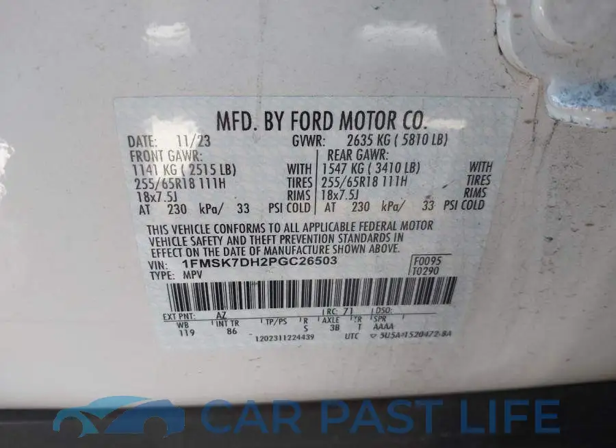 1FMSK7DH2PGC26503# 9