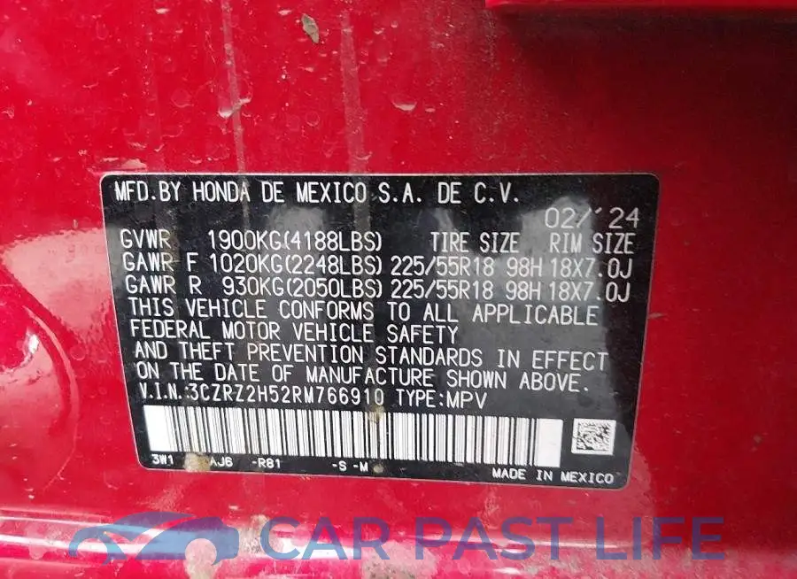 3CZRZ2H52RM766910# 9