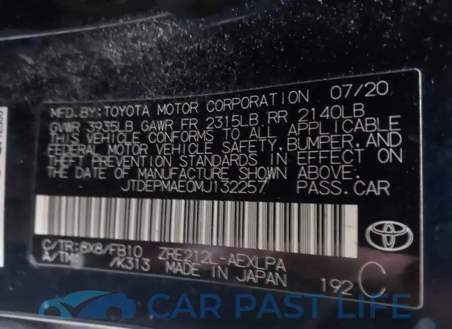 JTDEPMAE0MJ132257# 9