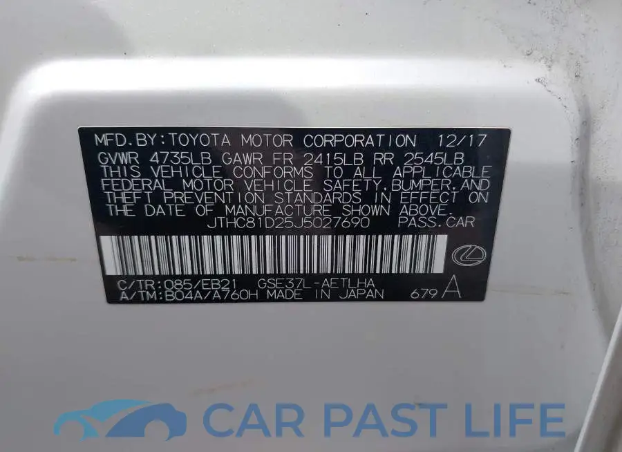 JTHC81D25J5027690# 9
