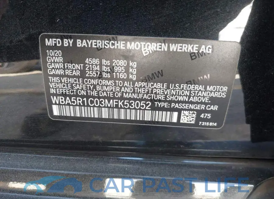 WBA5R1C03MFK53052# 9
