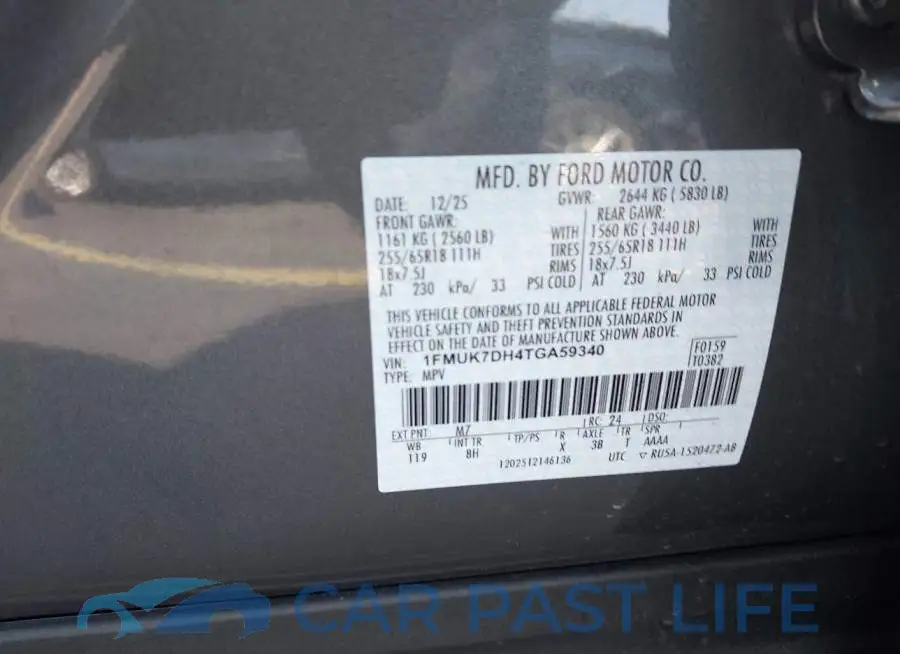 1FMUK7DH4TGA59340# 9