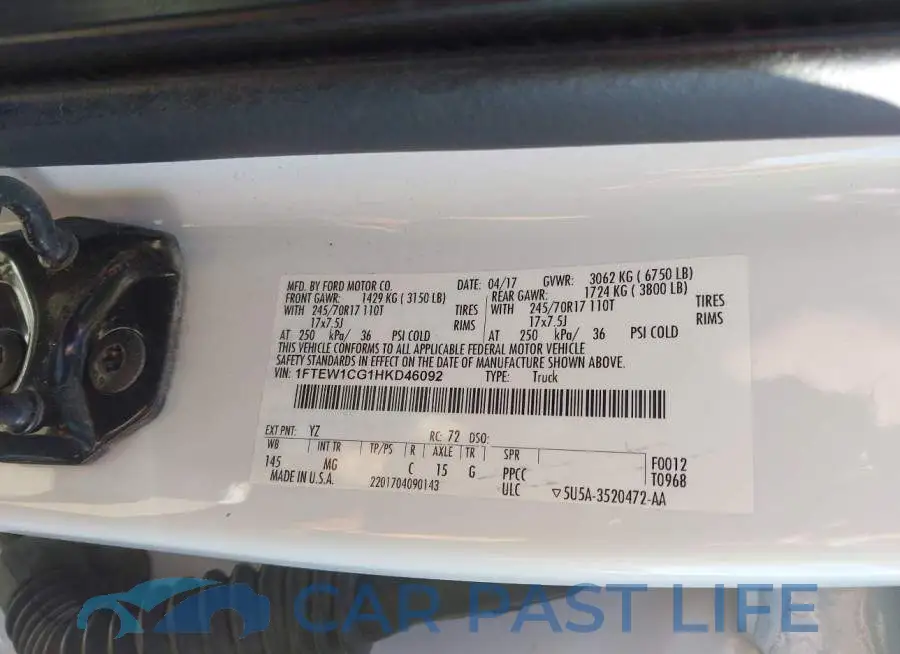 1FTEW1CG1HKD46092# 9