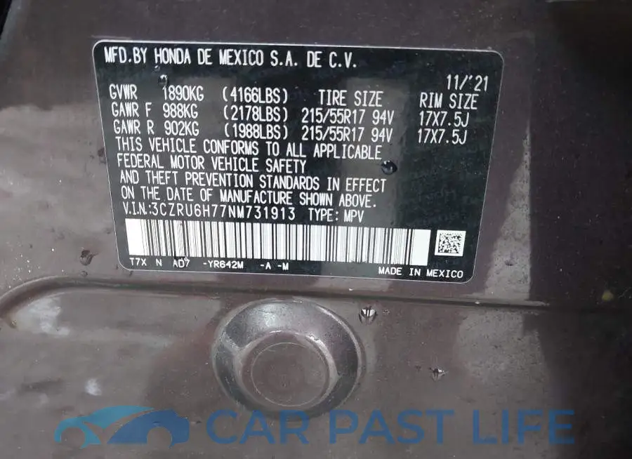 3CZRU6H77NM731913# 9