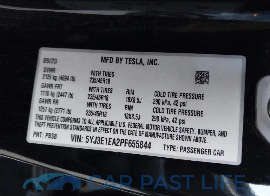 5YJ3E1EA2PF655844# 9