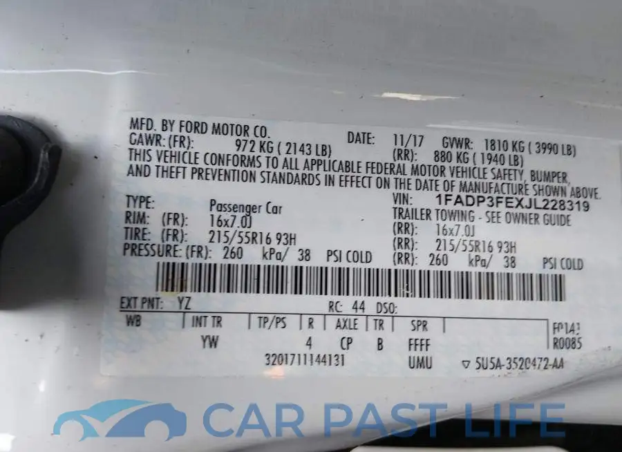 1FADP3FEXJL228319# 9