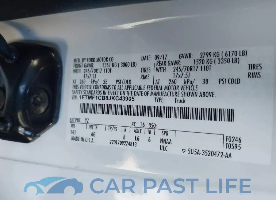 1FTMF1CB8JKC43905# 9