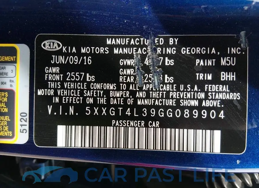 5XXGT4L39GG089904# 9