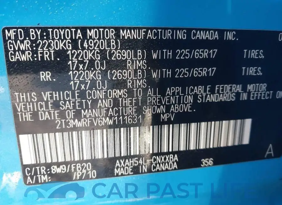 2T3MWRFV6MW111631# 9