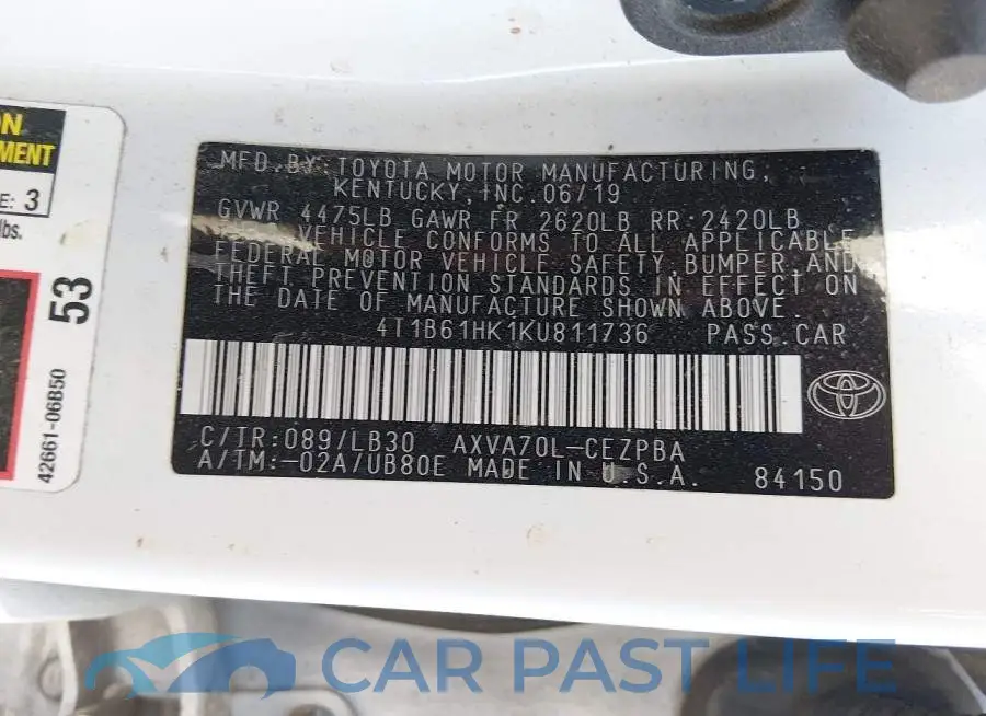 4T1B61HK1KU811736# 9